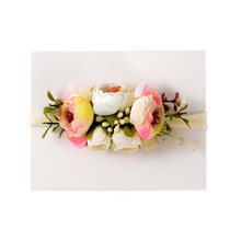 Sweet Pastoral Wind Hair Decoration Simulation Flower Hair Band Baby Photos Props(White Pink)