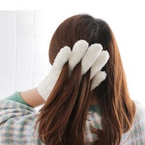 Singe Fast Dry Hair Gloves Quick Drying Coral Velvet Absorbent Gloves(White)
