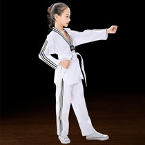 Child Adult Cotton Men And Women Taekwondo Clothing Training Uniforms, Size: 140(Plus Bar White)