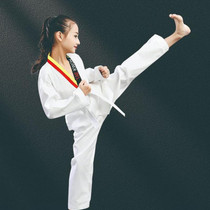 Taekwondo Clothing Child Adult Cotton Men And Women Taekwondo Training Uniforms, Size: 160(Alphabet Collar Long Sleeves)