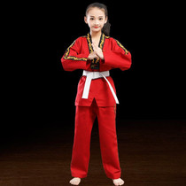 Men And Women Child Adult Cotton Taekwondo Clothing Training Uniforms, Size: 180(Dragon Red)