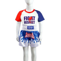 ZhuoAo Boxing Costumes Kids Sparring Fighting Shorts Muay Thai Free Fighting Tights Set, Style: FIGHT Red Blue(L)