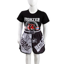 ZhuoAo Boxing Costumes Kids Sparring Fighting Shorts Muay Thai Free Fighting Tights Set, Style: Bright Spot Tiger Head(L)