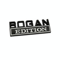 2 PCS Modified Side Door Metal Car Stickers Bogan Edition Label Leaf Board Nameplate Label(Black White)