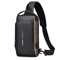 WEIXIER X314 Waterproof Sports Crossbody Backpack USB Charging Large Capacity Single Shoulder Bags(Black Gold)
