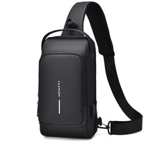 WEIXIER X314 Waterproof Sports Crossbody Backpack USB Charging Large Capacity Single Shoulder Bags(Black)