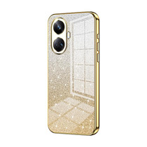 For Realme 10 Pro+ Gradient Glitter Powder Electroplated Phone Case(Gold)