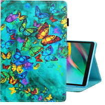 For Galaxy Tab A 10.1 (2019) / T510 Colored Drawing Horizontal Flip PU Leather Case with Holder & Card Slot(Green Butterfly)