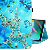 For Galaxy Tab A 10.1 (2019) / T510 Colored Drawing Horizontal Flip PU Leather Case with Holder & Card Slot(Butterfly Tower)