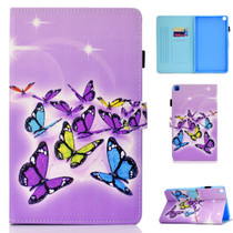 Sewing Thread Left and Right Flat Leather Case with Pen Cover & Card Slot & Buckle Anti-skid Strip and Bracket(Butterfly)