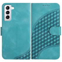 For Samsung Galaxy S21 5G YX0060 Elephant Head Embossed Phone Leather Case with Lanyard(Light Blue)