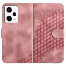 For Xiaomi Redmi Note 12 Pro+ Global YX0060 Elephant Head Embossed Phone Leather Case with Lanyard(Pink)