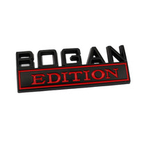 2 PCS Modified Side Door Metal Car Stickers Bogan Edition Label Leaf Board Nameplate Label(Black Red)