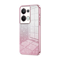 For OPPO Reno9 Pro+ Gradient Glitter Powder Electroplated Phone Case(Pink)