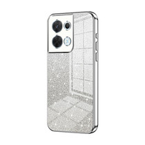For OPPO Reno8 Gradient Glitter Powder Electroplated Phone Case(Silver)