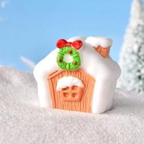 Christmas Lovely Micro Landscape Snow Ornament Decorative Accessories, Style: No.16 Wreath Christmas House