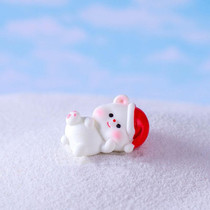 Christmas Cute Micro Landscape DIY Decorations Snowy Desktop Ornament, Style: No.8 Feet Up Lying Bear