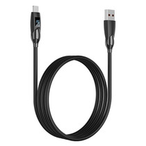 ENKAY 2.4A USB to 8 Pin Fast Charging Data Silicone Cable with LED Display, Length:2m(Black)