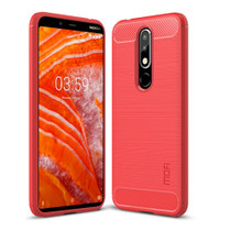 MOFI Brushed Texture Carbon Fiber TPU Case for Nokia 3.1 Plus (Red)