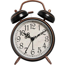 4.5 Inch Electroplated Metal Ring Bell Alarm Clock Quartz Clock With Night Light ?, Style: Black C