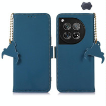 For OnePlus 12 Genuine Leather Magnetic RFID Leather Phone Case(Blue)