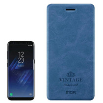 MOFI VINTAGE for Galaxy S8 + / G955 Crazy Horse Texture Horizontal Flip Leather Case with Card Slot & Holder(Dark Blue)