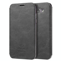 MOFI VINTAGE for Galaxy A8(2016) / A810 Crazy Horse Texture Horizontal Flip Leather Case with Card Slot & Holder (Black)