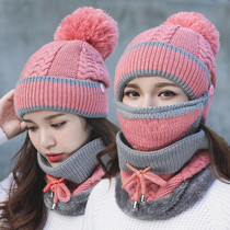 3 In 1 Female Winter Two-color Warm Woolen Cap Mask and Scarf, Size:Free Size(Pink)