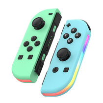 JOY-02 Gaming Left And Right Handle With RGB Lights Body Feel Bluetooth Gamepad For Switch / Switch OLED / Switch Pro / Switch Lite / Switch Joycon(Green Blue)