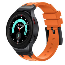 For Samsung Galaxy watch 4 / 5 / 6 AP Series Liquid Silicone Watch Band(Black Orange)