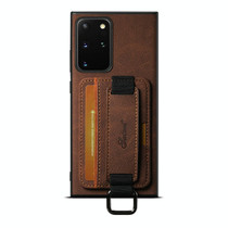 For Samsuny Galaxy Note20 Ultra 5G Suteni H13 Litchi Leather Wrist Strap Wallet Back Phone Case(Brown)