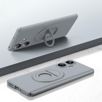 For Realme 10 Pro+ Magsafe Hidden Fold Holder Full Coverage Shockproof Phone Case(Grey)