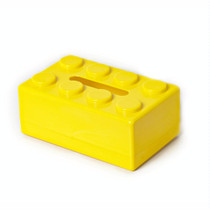 Multifunctional Cartoon Building Block Tissue Storage Box Living Room Coffee Table Decorations, Color: Yellow