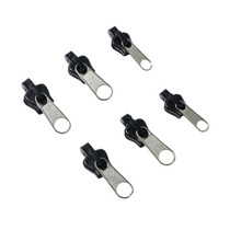 6pcs/Pack Universal Jacket Zipper Puller Plastic Zipper Sewing Tool(OPP Black Head+Silver Handle)