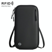 Travel Handheld ID Bag RFID Waterproof Multi-Card Neck Passport Case(Black)