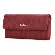Baellerry N8918 Ladies Long Large Capacity Wallet Magnetic Buckle Clutch Phone Bag(Maroon Red)