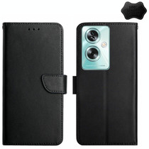 For OPPO A79 5G HT02 Genuine Leather Fingerprint-proof Flip Phone Case(Black)