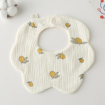 Pure Cotton 6-layer Seersucker Bib Baby Saliva Napkin Newborn Toddler Soft Burp Cloth, Style: Yellow Lemon