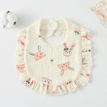 Baby Feeding Bib Ruffle Infants Saliva Towel Soft Cotton Burp Cloth, Style: Cherry Bunny
