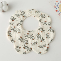 Pure Cotton 6-layer Seersucker Bib Baby Saliva Napkin Newborn Toddler Soft Burp Cloth, Style: Leaf Fruit