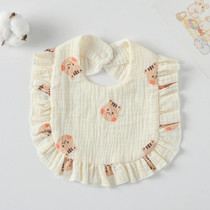 Baby Feeding Bib Ruffle Infants Saliva Towel Soft Cotton Burp Cloth, Style: Squirrel