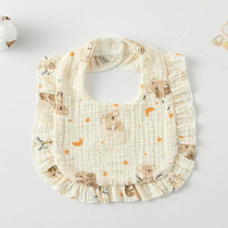 Baby Feeding Bib Ruffle Infants Saliva Towel Soft Cotton Burp Cloth, Style: Starry Sky Raccoon