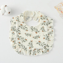 Baby Feeding Bib Ruffle Infants Saliva Towel Soft Cotton Burp Cloth, Style: Leaf Fruit