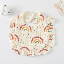 Baby Feeding Bib Ruffle Infants Saliva Towel Soft Cotton Burp Cloth, Style: Rainbow