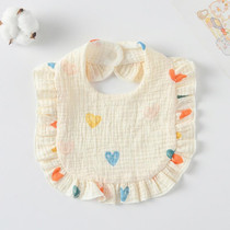 Baby Feeding Bib Ruffle Infants Saliva Towel Soft Cotton Burp Cloth, Style: Peach Heart