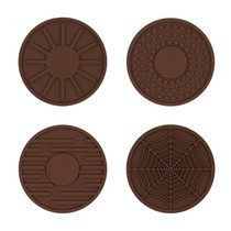 4pcs/set 6.8x0.3cm Car Anti-slip Silicone Water Coaster Storage Interior, Color: Brown