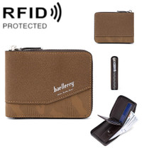 Baellerry D5106 RFID Anti-theft Retro Zipper Wallet Spliced Short Coin Purse(Light Brown)