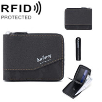 Baellerry D5106 RFID Anti-theft Retro Zipper Wallet Spliced Short Coin Purse(Black)