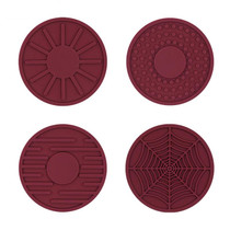 4pcs/set 6.8x0.3cm Car Anti-slip Silicone Water Coaster Storage Interior, Color: Wine Red