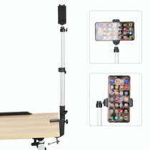 Aluminum Tube Cell Phone Live Streaming Telescopic Pole Desktop C-Clip Cell Phone Overhead Photo Holder, Size: Bracket+Phone Clip(Silver Gray)